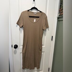 James Perse Short-Sleeve Scoop Neck Tunic Dress - Taupe
